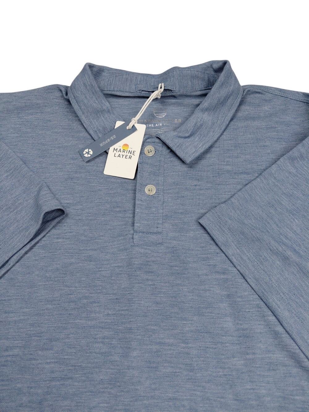 Marine Layer Air Polo Shirt Mens SZ XXL Coronet Blue Lightweight Stretch Comfort